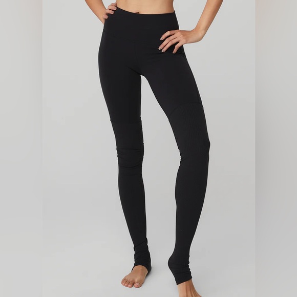 Alo Goddess Leggings Black High-Waisted Leggings ribbed - Picture 1 of 6